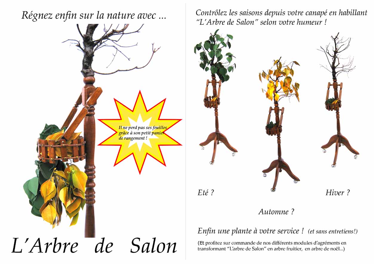 “L’Arbre de Salon” , 2010  (Faîte de Bonzaï, bois essence diverses,  métal, papier, peinture...) (150/40/40cm)